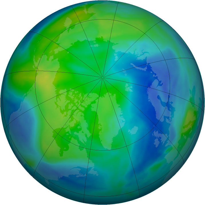 Arctic ozone map for 23 October 2007
